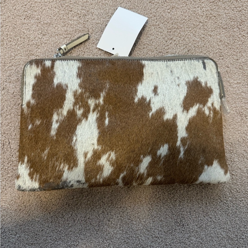 Mark & Graham Brown and White Cowhide Clutch